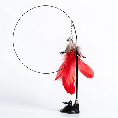 Feline FlexiStick | Hands-Free Suction Cup Cat Wand Toy with Flexible Spring Rod