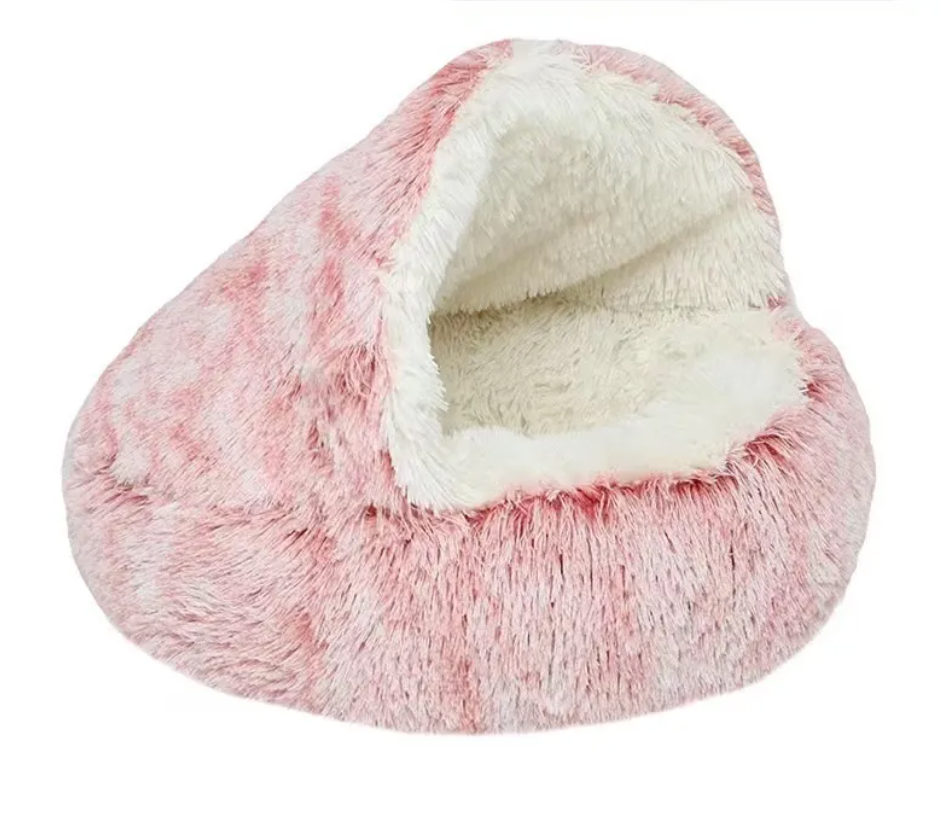 Cozy Calming Pet Cave Bed | Semi-Closed Plush Nest for Cats & Small Dogs