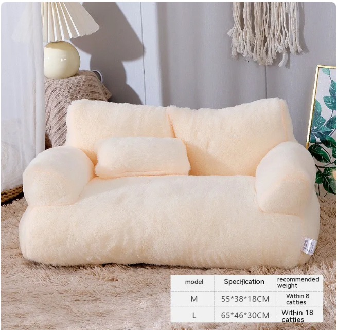 Luxury Plush Pet Sofa Bed | Orthopedic Bolster Couch with Matching Pillow for Cats & Dogs