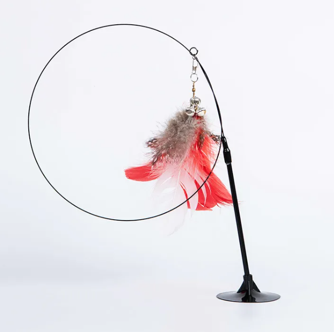 Feline FlexiStick | Hands-Free Suction Cup Cat Wand Toy with Flexible Spring Rod