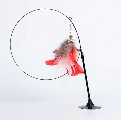 Feline FlexiStick | Hands-Free Suction Cup Cat Wand Toy with Flexible Spring Rod