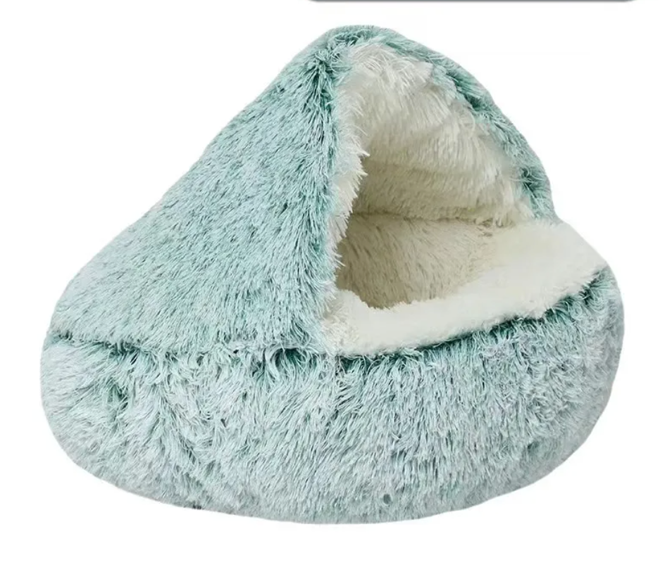 Cozy Calming Pet Cave Bed | Semi-Closed Plush Nest for Cats & Small Dogs