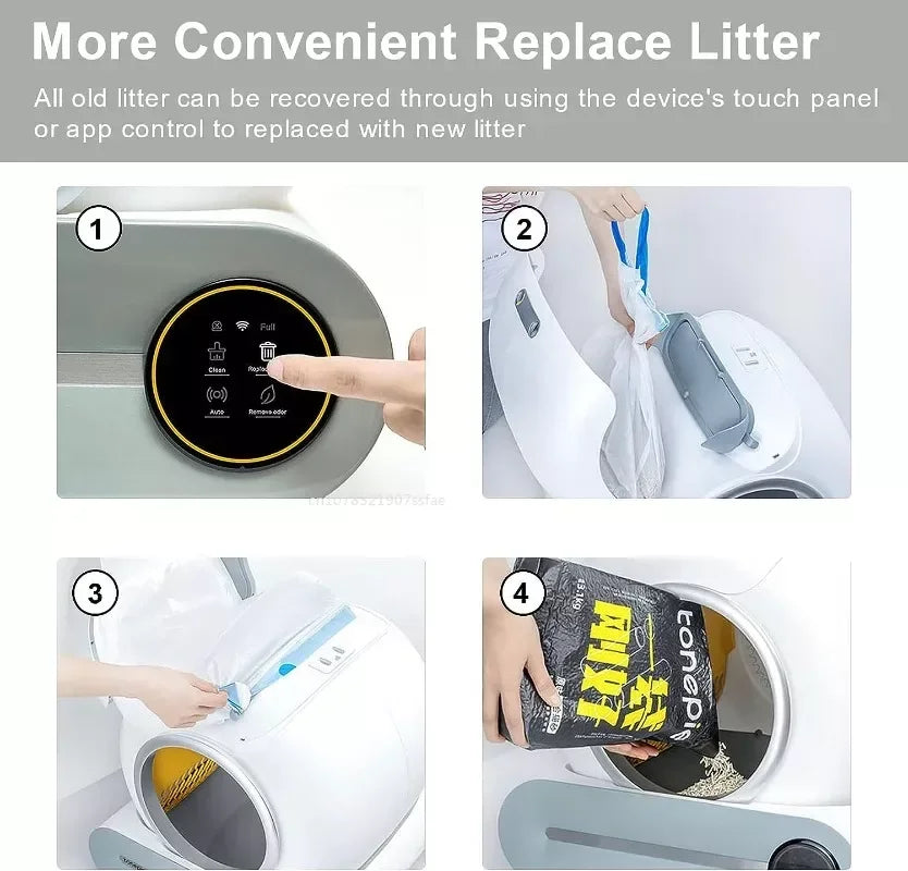 🤖 Smart Automatic Self-Cleaning Cat Litter Box | 65L App-Controlled Toilet