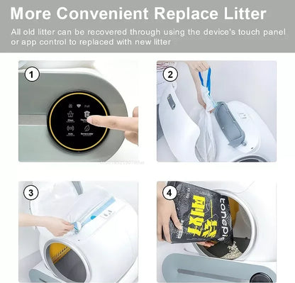 🤖 Smart Automatic Self-Cleaning Cat Litter Box | 65L App-Controlled Toilet