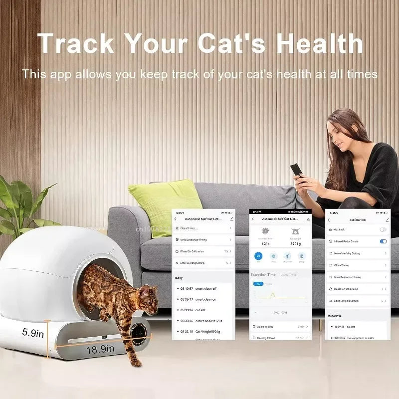 🤖 Smart Automatic Self-Cleaning Cat Litter Box | 65L App-Controlled Toilet