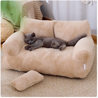 Luxury Plush Pet Sofa Bed | Orthopedic Bolster Couch with Matching Pillow for Cats & Dogs