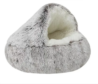 Cozy Calming Pet Cave Bed | Semi-Closed Plush Nest for Cats & Small Dogs