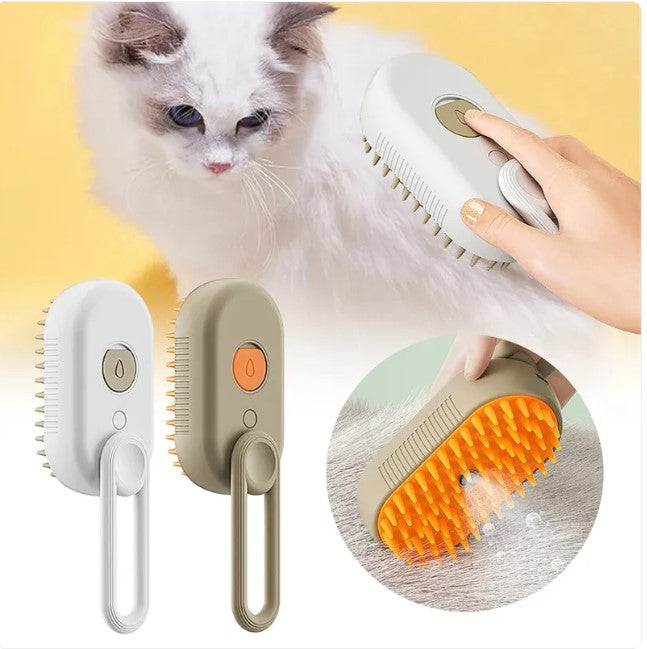 3-in-1 Electric Steamy Pet Brush | Multi-Functional Grooming & Mist Brush for Cats & Dogs