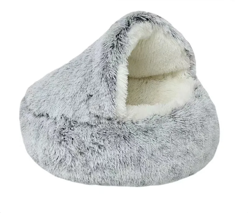 Cozy Calming Pet Cave Bed | Semi-Closed Plush Nest for Cats & Small Dogs