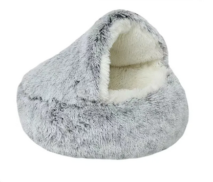 Cozy Calming Pet Cave Bed | Semi-Closed Plush Nest for Cats & Small Dogs