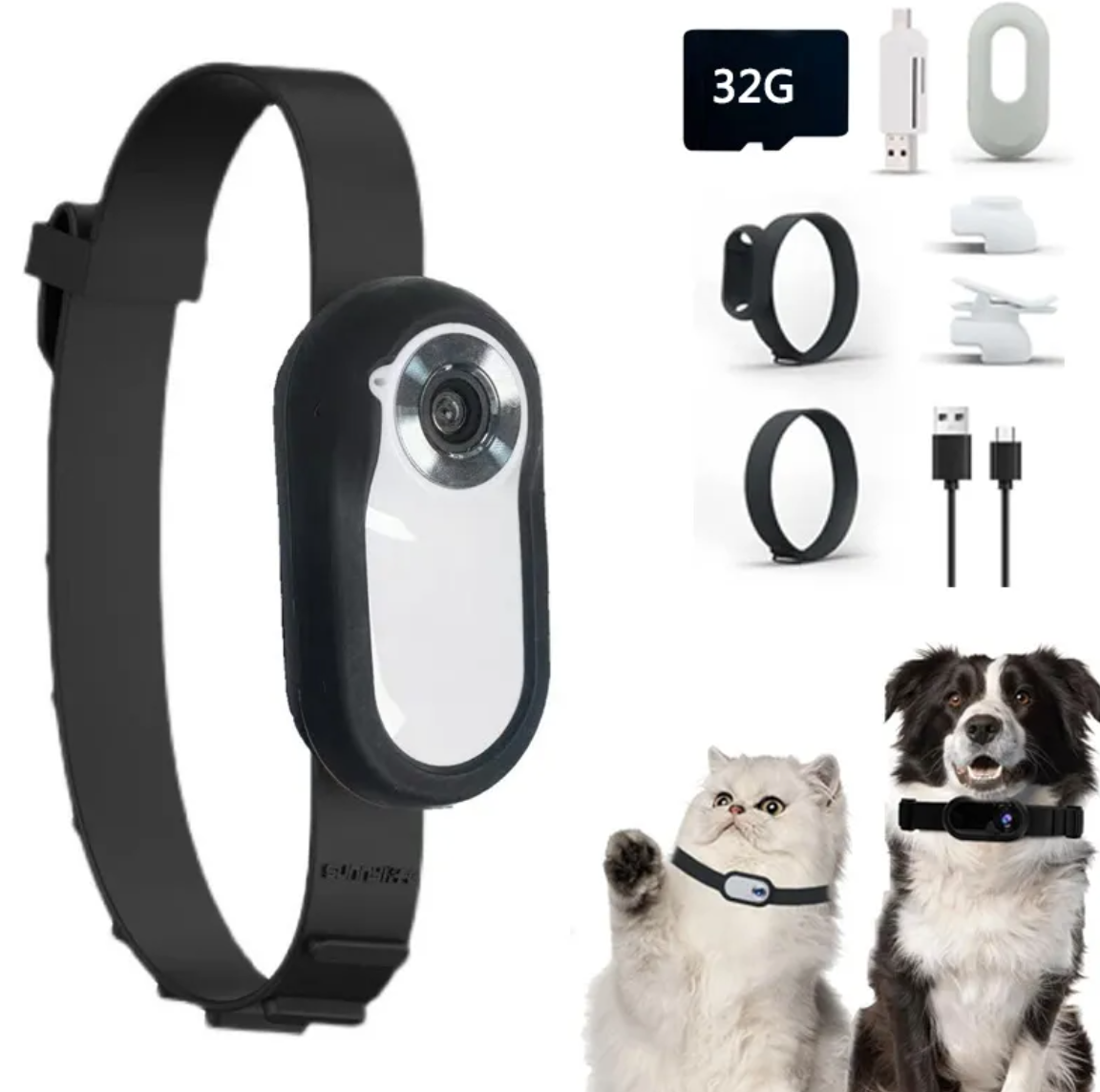Wireless Pet Collar Camera | Mini HD Action Camera for Cats & Dogs