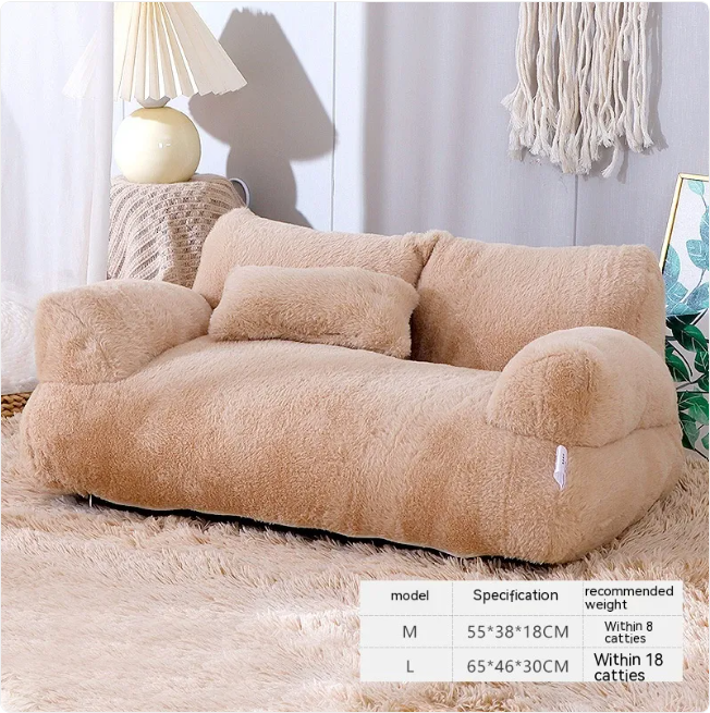 Luxury Plush Pet Sofa Bed | Orthopedic Bolster Couch with Matching Pillow for Cats & Dogs
