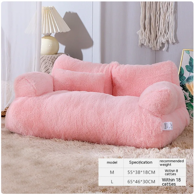 Luxury Plush Pet Sofa Bed | Orthopedic Bolster Couch with Matching Pillow for Cats & Dogs